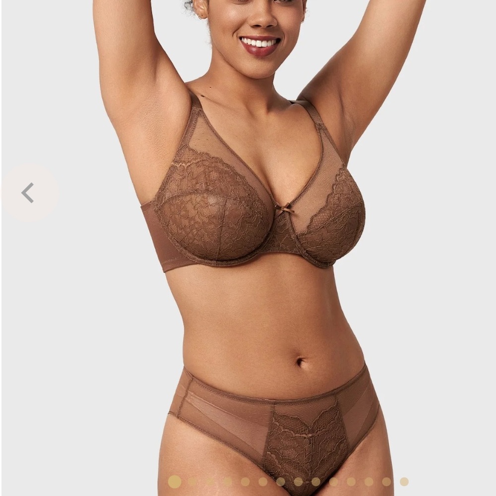 BOGO Enchante Coffee Brown Lace Unlined Full Coverage Underwire Bra 36D